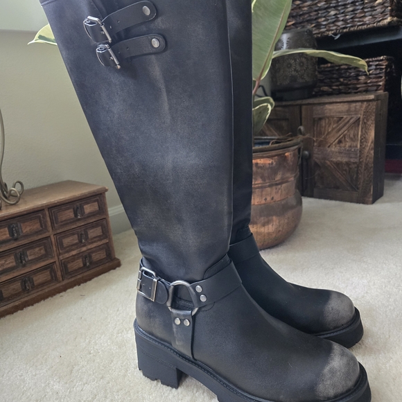 MIA Black Moto Boots with Buckle Accents - Picture 1 of 9